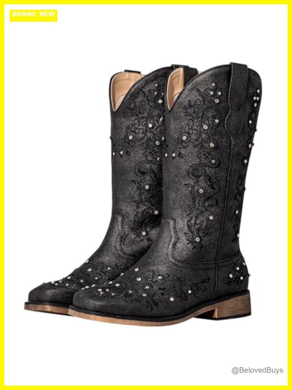 Wide Calf Cowboy Boots Faux Leather Mid-Calf Western Boots